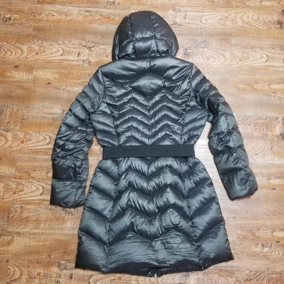 Bernardo Coat Puffer Jacket Medium Grey Modern Lightweight Belted - Picture 5 of 6